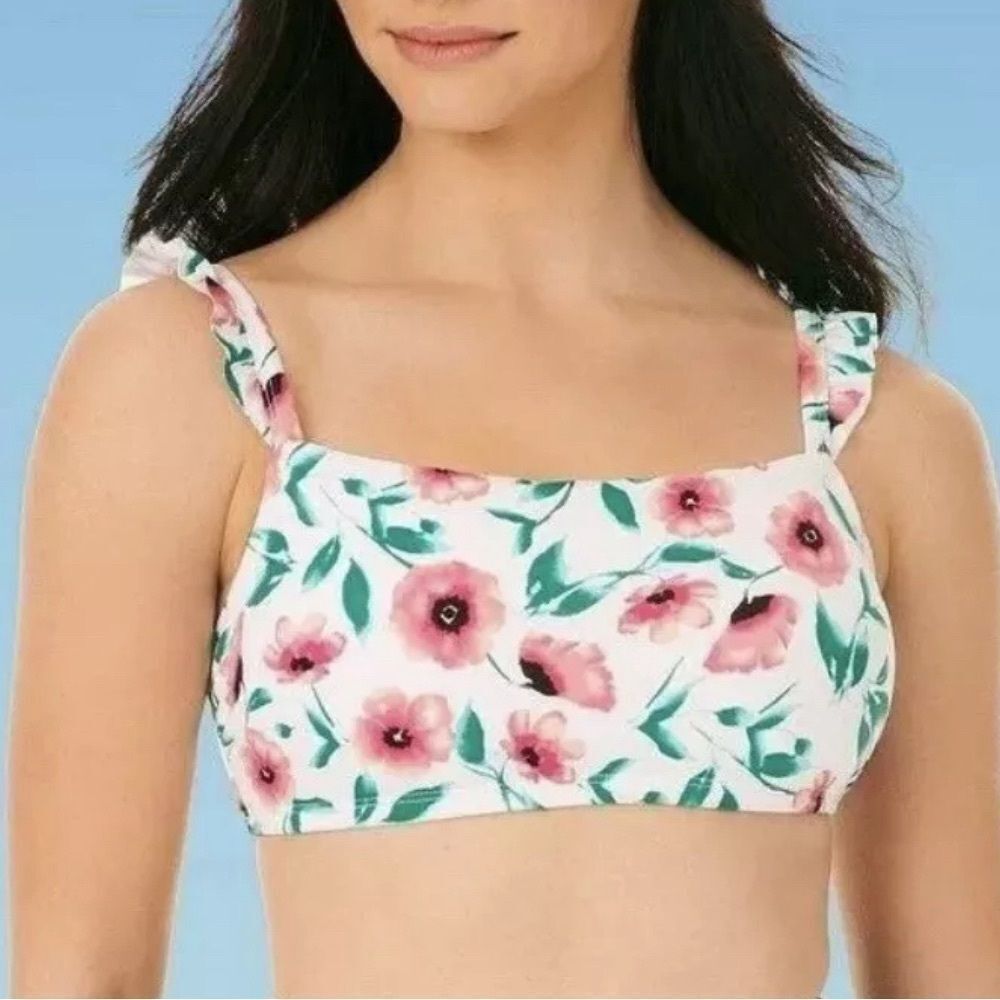 NWT Beach Betty Miracle Brands Ruffle Strap Floral Bikini Top Large
